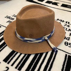 Maison Michel Paris Straw Fedora Hat With Lace